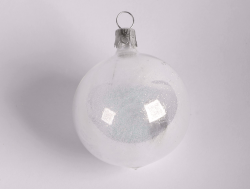Koule s peřím, transparentní, sklo, 6 cm