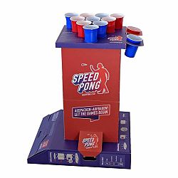 BeerCup Bounce, speedpongový hrací sloup, kompaktní karton, 6 modrých a červených kelímků, včetně 2 míčků