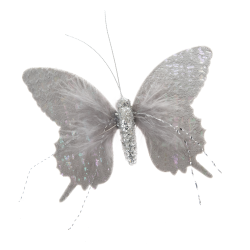 Motýl 16 cm, šedá látka