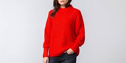 Dámská mikina SELECTED Ginna Longsleeve Knit O-Neck Pullover True Red L